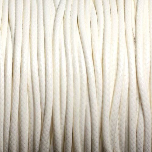 Bobine 90 mètres env - fil corde cordon coton ciré 1mm blanc