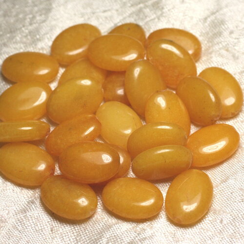 2pc - perles pierre jade ovales 18x13mm jaune orange safran - 4558550007049