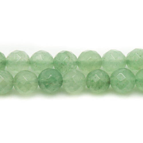 5pc - perles pierre aventurine boules facettées 8mm vert clair