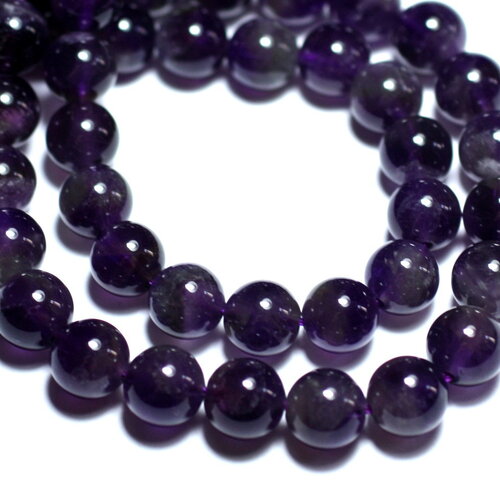 4pc - perles pierre améthyste boules 10mm violet