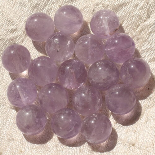 Fil 39cm 31pc environ - perles pierre améthyste lavande boules 12mm violet mauve transparent