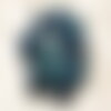 1pc - perle pierre  agate rondelle facettée 14mm percage 5mm bleu blanc craquelé