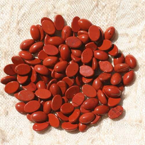 2pc - cabochons pierre jaspe rouge ovales 6x4mm rouge marron brique