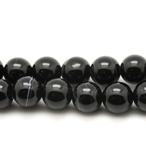 20pc - perles pierre agate boules 6mm noir blanc marron