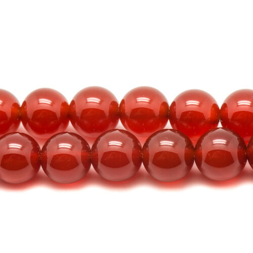 10pc - perles pierre cornaline boules 6mm rouge orange