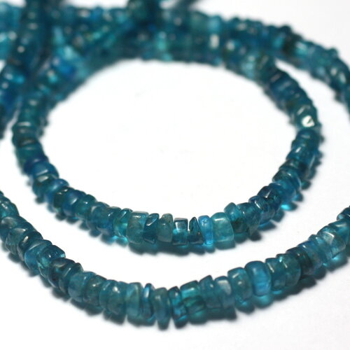 10pc - perles de pierre - apatite rondelles heishi 3-4mm bleu vert paon