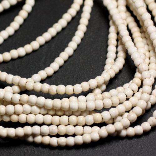 40pc - perles pierre turquoise synthèse boules 4mm blanc crème - 4558550023414