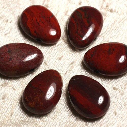 1pc - pendentif pierre jaspe poppy brescia goutte 25mm grade b marron rouge