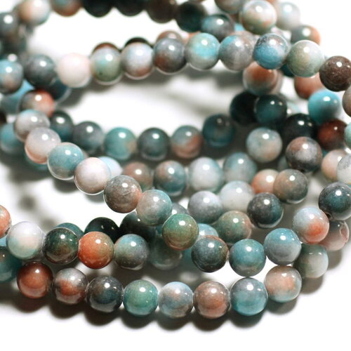 20pc - perles pierre jade boules 6mm bleu turquoise orange gris - 4558550013910