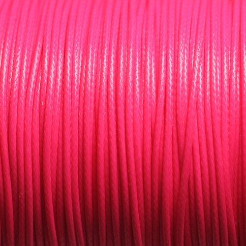 Bobine 160 metres environ - fil corde cordon coton ciré 0.8mm rose fuchsia fluo