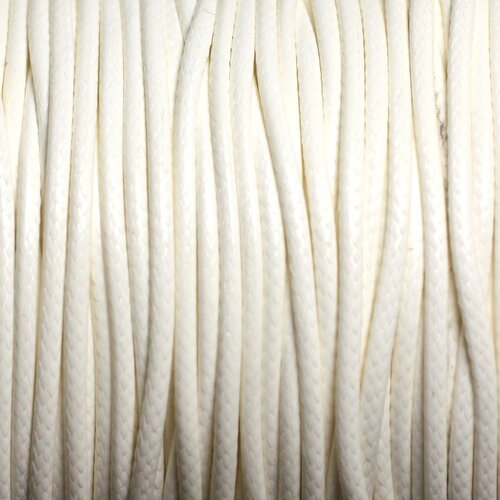 10 metres - fil corde cordon coton ciré 0.8mm blanc