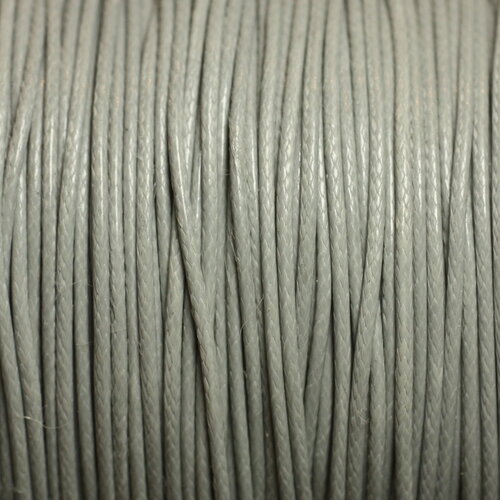 5 metres - fil corde cordon coton ciré 1mm gris clair perle pastel