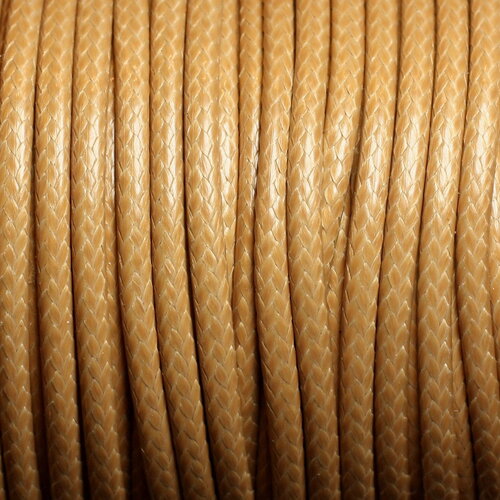 Bobine 35 metres environ - fil corde cordon coton ciré 3mm beige