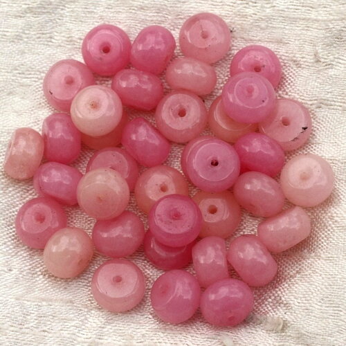 6pc - perles pierre jade rondelles 10x6mm rose clair bonbon - 4558550021151