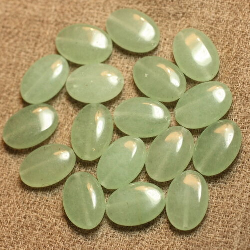 4pc - perles pierre aventurine verte ovales 14x10mm