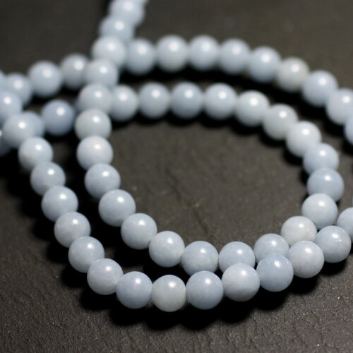 Fil 38cm 60pc environ - perles pierre angélite boules 6mm bleu clair