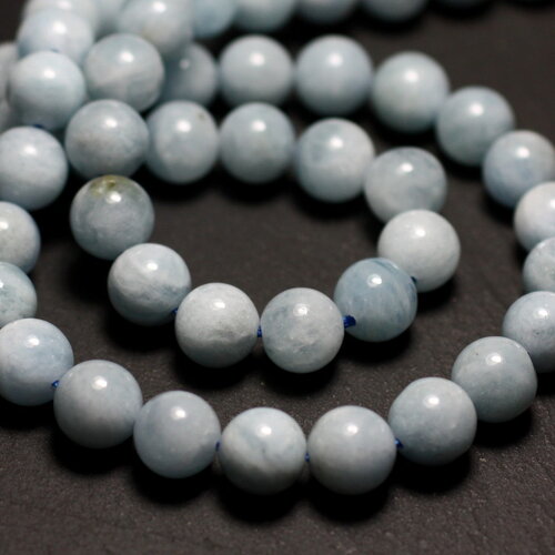 10pc - perles pierre aigue marine boules 6mm blanc bleu clair