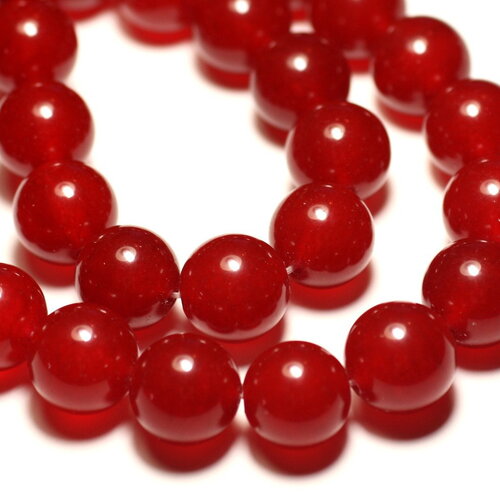 2pc - perles pierre jade boules 14mm rouge