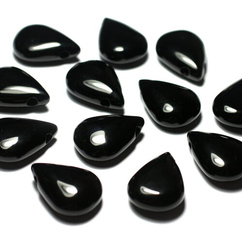 1pc - perle pendentif pierre onyx noir goutte 25mm