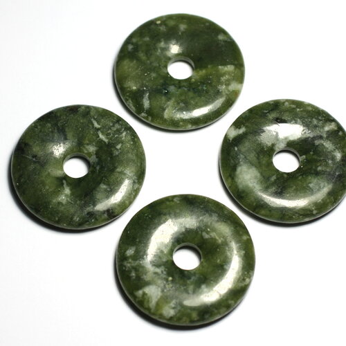 1pc - perle pendentif pierre rond cercle anneau donut pi 40mm jade naturel vert kaki