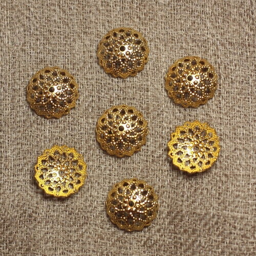 10pc - apprets coupelles métal or doré fleurs rosaces ajouré 11mm - 4558550034120