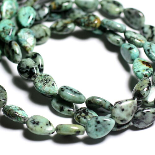 4pc - perles pierre turquoise afrique gouttes 12x8mm bleu vert noir - 4558550092953