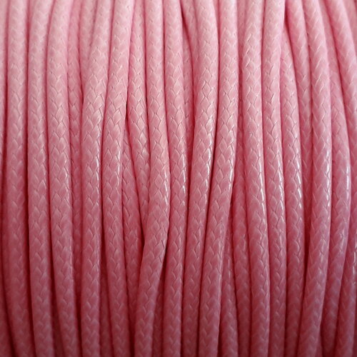 5 mètres - fil corde cordon coton ciré enduit 1.5mm rose clair bonbon