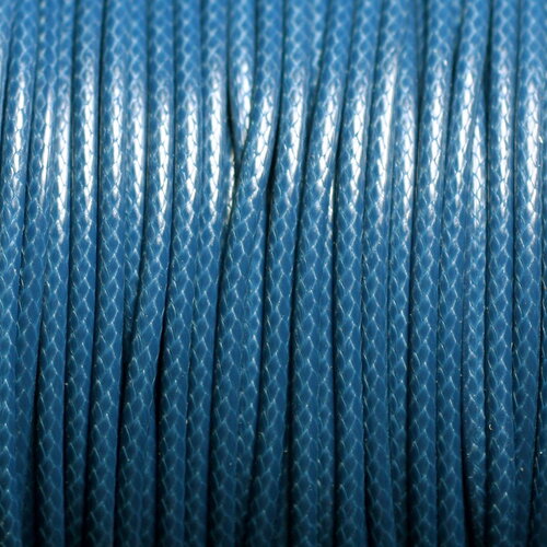 5 mètres - fil corde cordon coton ciré 1.5mm bleu paon pétrole canard