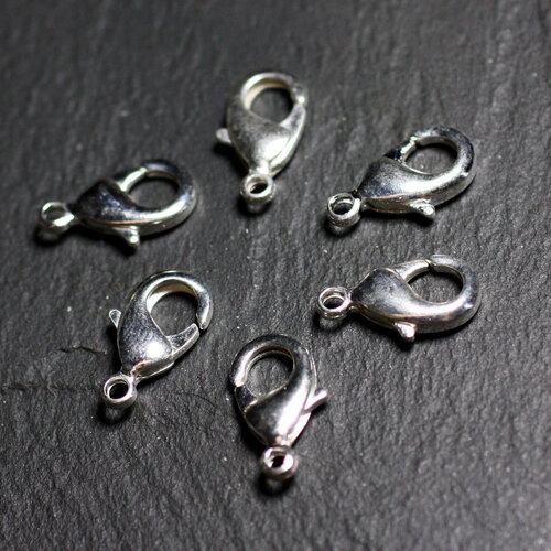 100pc - apprets fermoirs mousquetons 15mm métal argenté qualité