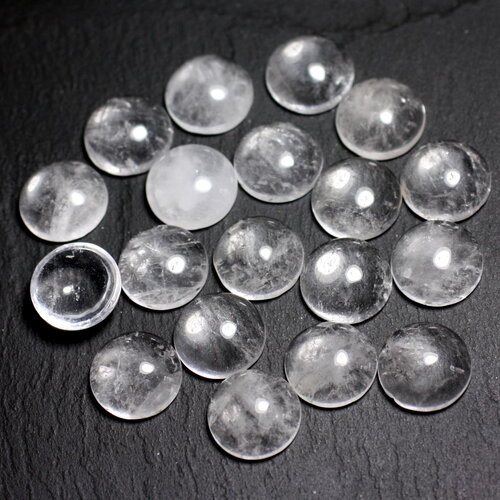 2pc - cabochon pierre cristal de roche quartz rond 8mm blanc transparent