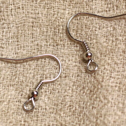 1 paire - crochets boucles oreilles argent 925 19x19x0.6mm ressort perle