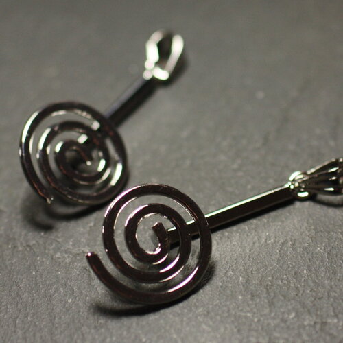 5pc - appret accessoire bélière porte donut pendentif métal argenté spirale 44mm