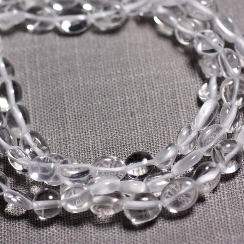 Fil 39cm 48pc environ - perles pierre cristal de roche quartz ovales olives nuggets 6-11mm blanc transparent