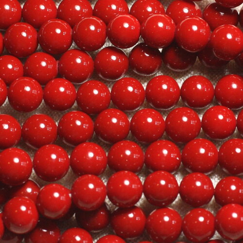 10pc - perles coquillage nacre boules 8mm rouge vif cerise
