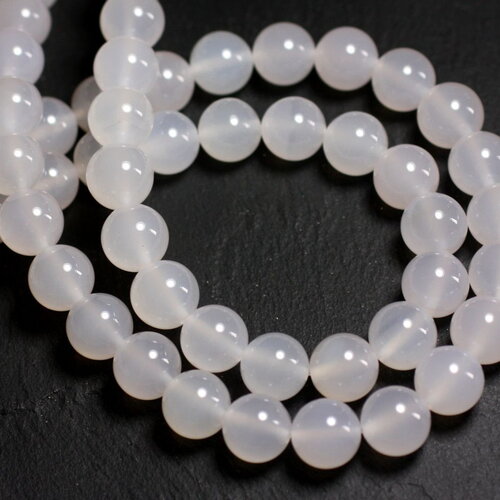 10pc - perles pierre agate boules 6mm blanc transparent