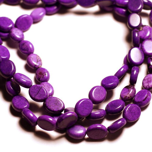 25pc - perles pierre turquoise synthèse ovales 9x7mm violet