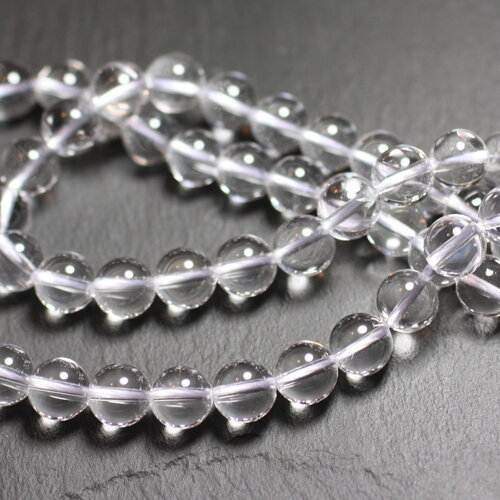 Fil 39cm 90pc environ - perles pierre cristal de roche quartz boules 4mm blanc transparent
