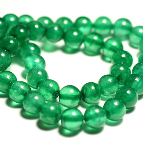 Fil 39cm 48pc env - perles de pierre - jade boules 8mm vert impérial empire