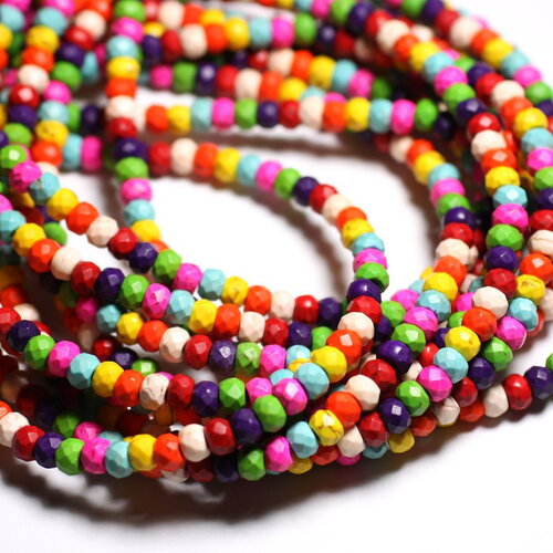 20pc - perles pierre turquoise synthèse rondelles facettées 6x4mm multicolore