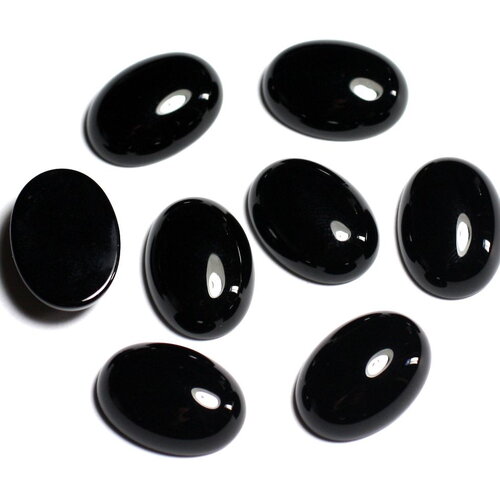 1pc - cabochon pierre obsidienne ovale 18x13mm noir