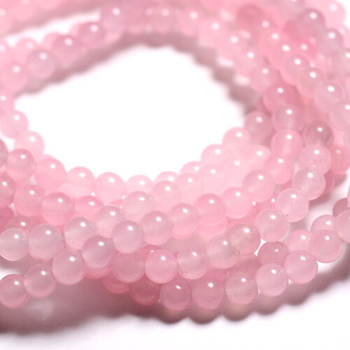 5pc - perles pierre jade boules 10mm rose clair bonbon