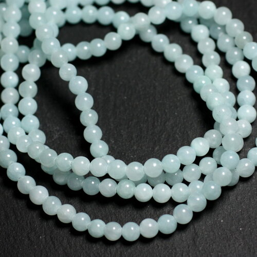 30pc - perles pierre jade boules 4mm bleu vert clair turquoise