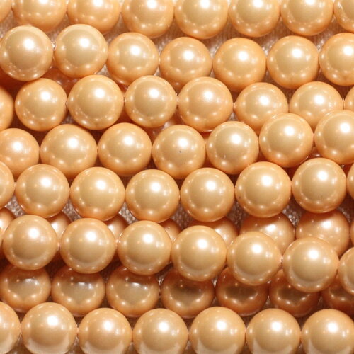 Fil 39cm 46pc environ - perles coquillage nacre boules 8mm orange clair pastel irisé