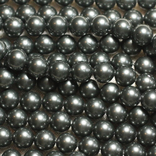Fil 39cm 46pc environ - perles coquillage nacre boules 8mm gris noir irisé