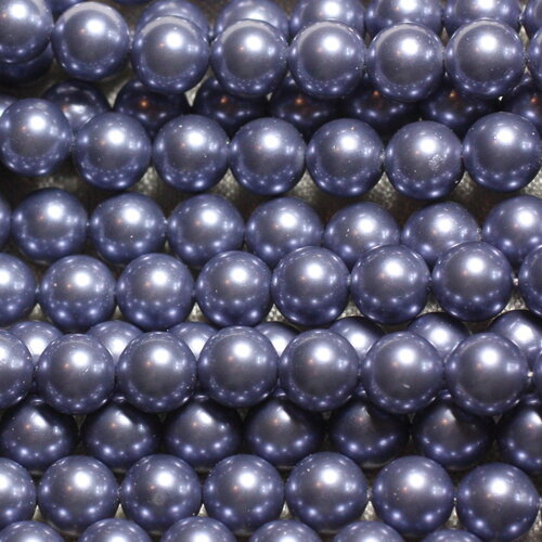 Fil 39cm 46pc environ - perles coquillage nacre boules 8mm bleu clair gris irisé