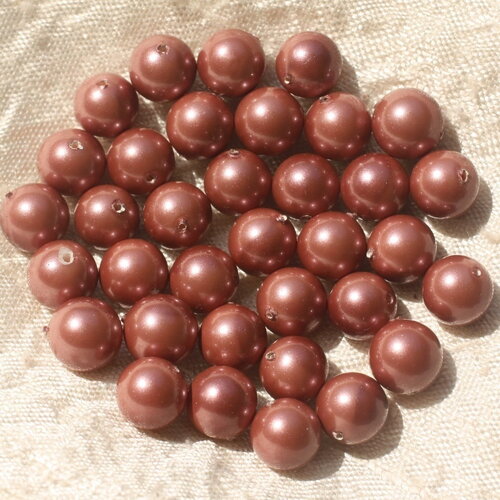 10pc - perles coquillage nacre boules 8mm rose marron cuivre irisé - 4558550020871
