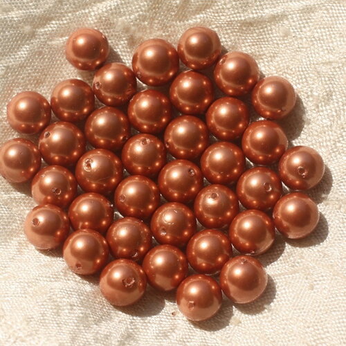 10pc - perles coquillage nacre boules 8mm rose orange cuivre irisé - 4558550020253