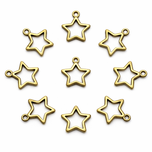 10pc - perles breloques pendentifs métal bronze etoile 22mm