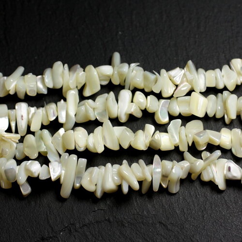 30pc - perles nacre coquillage rocailles chips 5-16mm blanc irisé