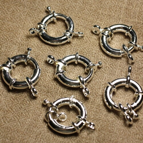 10pc - appret grand fermoir bouée métal argenté rond cercle 23mm